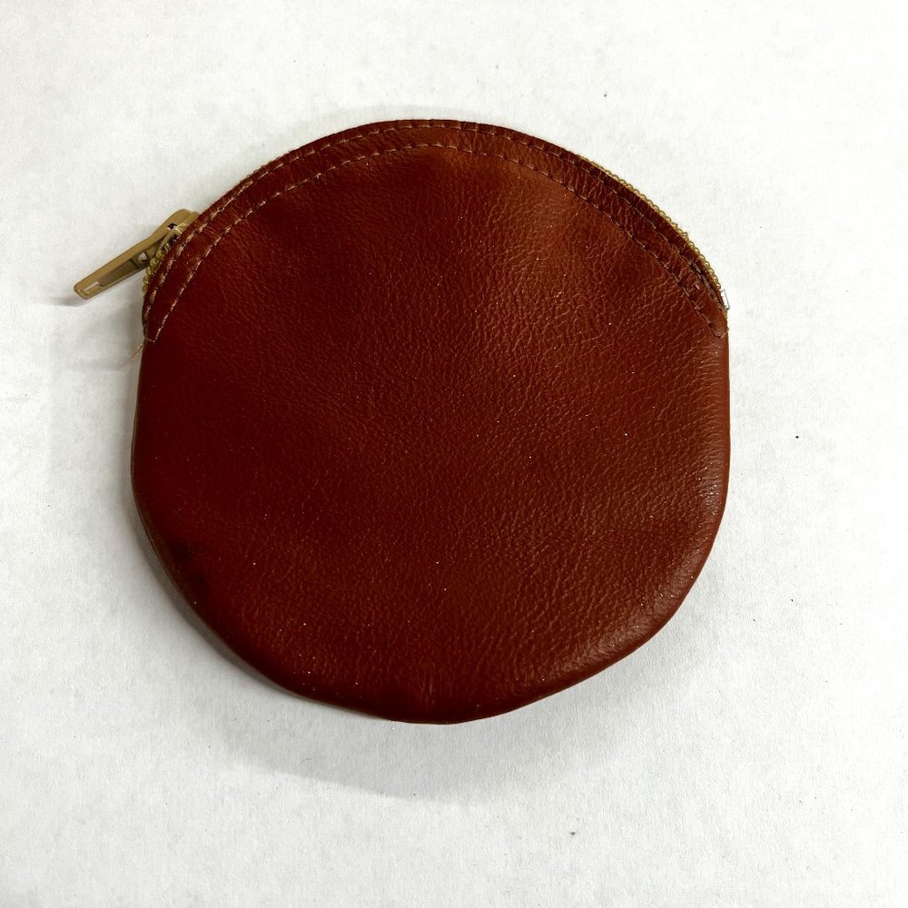 LEATHER  BAGS coin purse with zipper round purse !